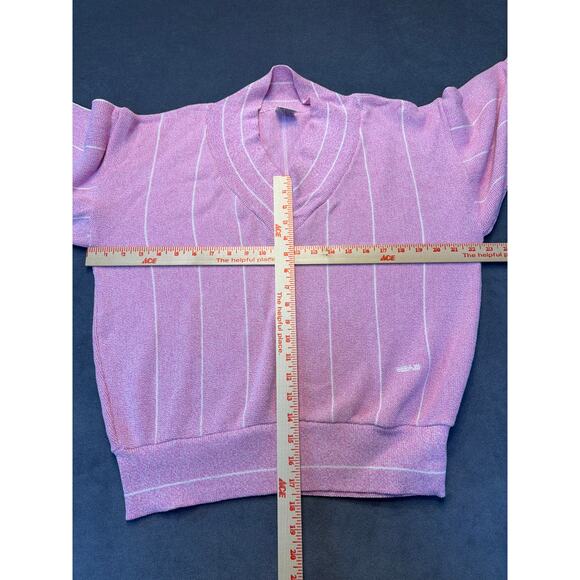 Vintage Head Sportswear V-Neck Sweater Pink/White Womens Lg Made in USA - Picture 6 of 10